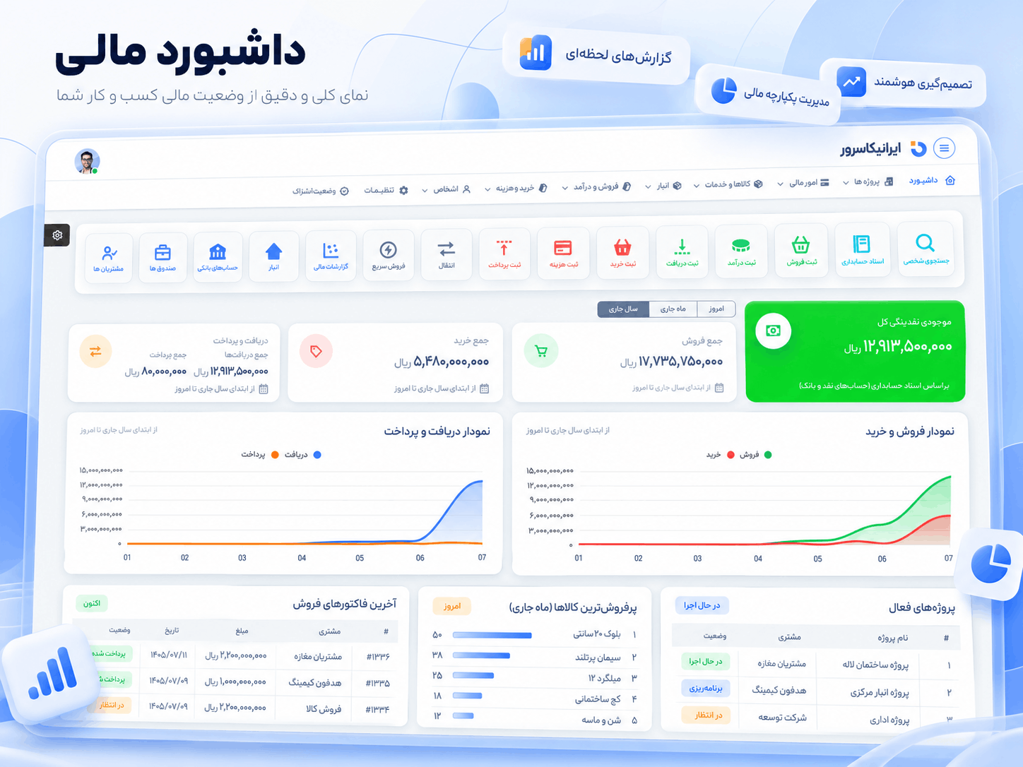 پیش‌نمایش نرم افزار حسابداری آنلاین حسابک